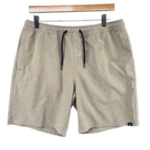 Dinogrey Athletic Shorts Mens Beige Pull On Drawstring Stretch 8" Size L